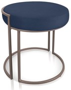 Puff Love Suede Azul Marinho Base Industrial Cobre