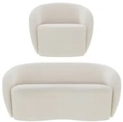Sofá 2 Lugares Living 160cm e 1 Poltrona Giratória Garbin Z08 Boucle B