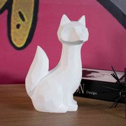 Escultura Decorativa Raposa Em Resina Branco Mate 25x16 cm - D'Rossi