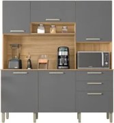 Armário de Cozinha Compacta 180cm Turim Z06 Freijó/Gris- Mpozenato