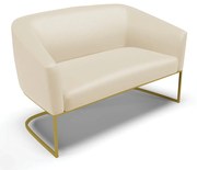 Sofá 2 Lugares Namoradeira Industrial Dourado Stella Sintético Bege D03 - D'Rossi