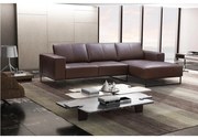 Sofá de Couro Creta com Chaise Mempra Estofados
