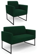 Namoradeira e Poltrona Industrial Preto Marisa Bouclê D03 - D'Rossi - Verde