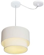 Lustre Pendente Duplo Cilíndrico Com Desvio de Centro Vivare Md-4358 Cúpula em Tecido 30x25cm - Bivolt