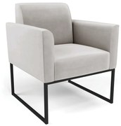 Poltrona Base Industrial Preto Marisa Veludo - Cinza