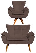 Sofá Namoradeira e Poltrona Giratória MM30 Opala Suede D03 - D'Rossi - Marrom