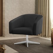 Poltrona Decorativa Giratória Cromada Stella Sintético D03 - D'Rossi - Preto