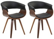 Kit 02 Cadeiras Decorativas para Sala de Jantar Ohana Fixa PU Preto G56 - Gran Belo