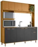 Cozinha Compacta e Pia 120cm Luiza Freijó/Ripado/Grafite Acetinado Z44