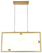 Pendente Balanço 30X60Cm 3Xg9 Retangular Horizontal Metal Dourado Vidr...