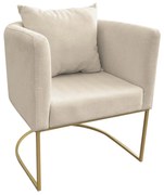 Poltrona Paola Linho Base Metálica Dourado D03 - D'Rossi - Grosso Bege A19