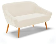 Namoradeira 02 Lugares Giovana Veludo Pés Palito Castanho - Indo Decorar - Bege