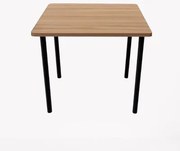 Mesa Ana Maria 90x90 cm Tampo Amêndoa Pés em Aço Preto Criativa