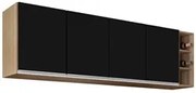 Armário Aéreo Nevada com Nicho 180cm 4 Portas Castanho/Preto - Lumil