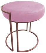 Puff Redondo Base Industrial Cobre Love Suede - Rosa Bebê