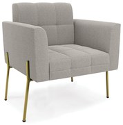 Poltrona Sala de Estar Pé de Ferro Dourado Elisa Bouclê D03 - D'Rossi  - Cinza