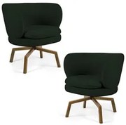 Kit 2 Poltronas Decorativas Melissa Base Ka Giratória Castanho Veludo