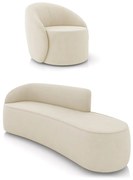 Sofá 4 Lugares Orgânico 220cm Morgan e Poltrona Lua Suede D03 - D'Rossi - Bege