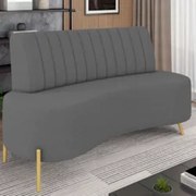Sofá 2 Lugares 135cm Pés Aço Dourado Tamar Boucle Grafite Z08 - Mpozen