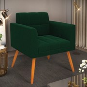 Poltrona Sala de Estar Pé Palito Castanho Elisa Bouclê D03 - D'Rossi  - Verde