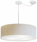 Lustre Pendente Cilíndrico Com Desvio Md-4265 Cúpula em Tecido 60x15cm Linho Bege - Bivolt