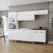 Cozinha Íris Completa com Balcão Rosa e Cooktop 4 Bocas MB1 300cm