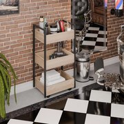 Carrinho de apoio Estética Salão Industrial 3 Prateleiras Lille Preto M12 - D'Rossi - Freijó