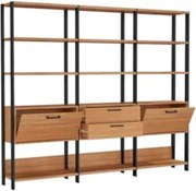 Estante Alta Estilo Industrial 2 Portas 2 Gavetas E93 Freijó/Preto Fos