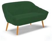 Namoradeira 02 Lugares Giovana Veludo Pés Palito Castanho - D'Rossi - Verde Esmeralda