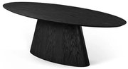 Mesa Jantar Oval Vetri Tampo e Base Carvalho Preto 180cm - 78837 Sun house