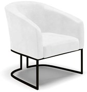 Poltrona Decorativa Industrial Preto Stella Sintético PU D03 - D'Rossi - Branco