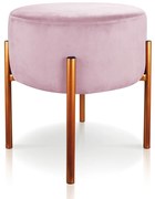 Puff Banqueta Decorativo Industrial Cobre Iron Suede - Rosa Bebê