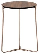 Mesa Lateral Essence Baixa Tampo Nogueira Base Champagne - 78339 Sun House