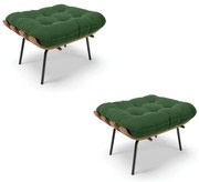 Kit 02 Puffs Costela Suede Base Metálica Preto M11 - D'Rossi - Verde