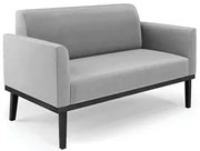 Sofá Namoradeira Base Madeira Preto Maressa Suede Cinza - Ibiza