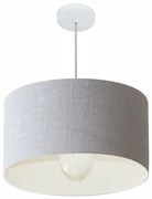 Lustre Pendente Cilíndrico Md-4069 Cúpula em Tecido 50x30cm Rustico Cinza - Bivolt
