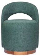Puff Vitória - Mel Pinus - Tecido Linho Verde Garrafa
