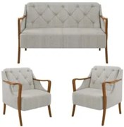 Kit Namoradeira 135cm e 2 Poltronas Decorativas Capitonê Lapa Z32 Linh