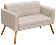Kit 01 Namoradeira e 02 Poltronas Giratória Elisa Suede Base Madeira MM30 D03 - D'Rossi - Bege