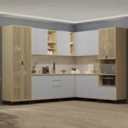 Armário de Cozinha 10 Peças CP03 e Tampo Pierre Carvalho/Cinza L01 - M