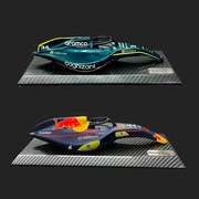 Conjunto 2 Miniaturas de Quadro Decorativos 33cm x 12,5cm Carro F1 Aston Mrtn nº34 e RB nº4 G53 - Gran Belo