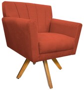 Poltrona Laura Base Giratória de Madeira Suede Terracota - ADJ Decor