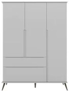 Guarda Roupa Infantil 100% MDF 3 Portas Pés Retrô Mel Z39 Cinza - Mpoz