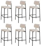 Banqueta Alta Bar Estofada Kit 6 Ella M25 Linho Palha - Mpozenato
