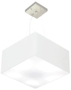 Lustre Pendente Quadrado Md-4195 Cúpula em Tecido 25/40x40cm Branco - Bivolt