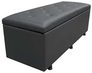 Calçadeira Baú Casal 140cm Estofada Liz S05 Sintético Preto - Mpozenat