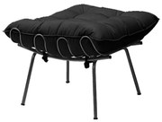 Puff Decorativo Sala de Estar Abel Pés Preto Veludo Preto G41 - Gran Belo