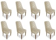 kit com 8 Cadeiras de Jantar Dublin Suede Bege