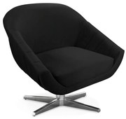Kit 02 Poltronas Giratória Giovana Veludo Base Cromada D03 - D'Rossi - Preto