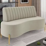 Sofá 2 Lugares 135cm Pés Aço Dourado Tamar Veludo Bege Z08  - Mpozenat